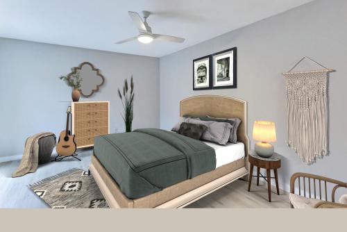 Virtually staged bedroom.